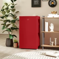 HOMCOM Compact Refrigerator, Mini Fridge with Freezer, Adjustable Shelf, Mechanical Thermostat and Reversible Door, Red(m-1)
