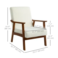HOMCOM Living Room Chair Boucle Accent Chair for Bedroom with Wide Seat and Thick Padding, White(m-3)