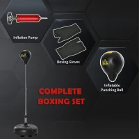 Soozier Reflex Bag with Stand, Freestanding Punching Bag Set with Speedball and Gloves, 52.4" -59.4" Adjustable Height for Home Gym Training(m-4)