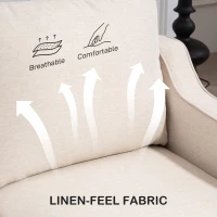 HOMCOM 3 Seater Sofa, Modern Couch with Pocket Spring, Linen Upholstered, Thick Padded, Beige(m-6)