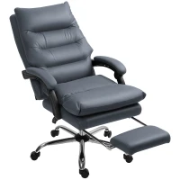 Vinsetto Microfibre Massage Office Chair, Heated Reclining Chair with Footrest, Double-tier Padding, Swivel Wheels, Dark Gray(m-12)