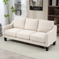 HOMCOM 3 Seater Sofa, Modern Couch with Pocket Spring, Linen Upholstered, Thick Padded, Beige(m-8)