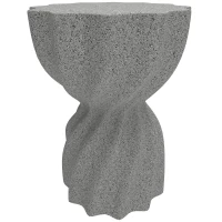 Outsunny Spiral Decorative Garden Stool, Flower Top Outdoor Stool Side Table Plant Stand Footstool for Indoor Outdoor, Grey(m-2)