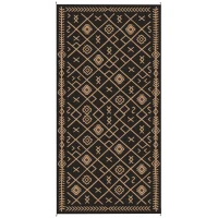 Outsunny Reversible Outdoor Rug, Waterproof Plastic Straw with Carry Bag, 9' x 18', Black & Brown Rhombus(m-12)