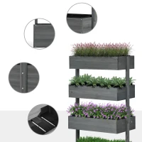 Outsunny Outdoor Wooden Vertical Garden Planter, 4 Tier Planter Box, Self-Draining for Flowers, Vegetables, Herbs, Gray(m-7)