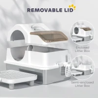 PawHut Extra Large Stainless Steel Cat Litter Box w/ High Sided, Removable Lid, Mats, Scoop, Odor Free, Non-Sticky, Leakproof(m-4)