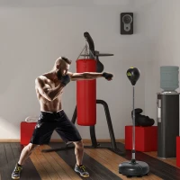 Soozier Reflex Bag with Stand, Freestanding Punching Bag Set with Speedball and Gloves, 52.4" -59.4" Adjustable Height for Home Gym Training(m-8)