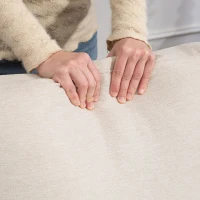 HOMCOM Loveseat Sofa, Modern Couch with Pocket Spring, Linen Upholstered, Thick Padded, Beige(m-10)