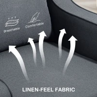 HOMCOM Armchair, Modern Accent Chair with Pocket Spring, Linen Upholstered, Thick Padded, Charcoal Grey(m-6)