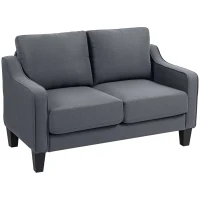 HOMCOM Loveseat Sofa, Modern Couch with Pocket Spring, Linen Upholstered, Thick Padded, Charcoal Grey(m-2)