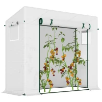 Outsunny 6.6' x 2.5' x 5.5' Patio Hot House, Walk-in Garden Greenhouse with Steel Frame, Door, Window for Balcony, Patio, White(m-2)