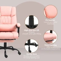 Vinsetto 6-Point Vibration Massage Chair, Height Adjustable Reclining Computer Chair with Retractable Footrest, Pink(m-9)