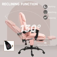 Vinsetto 6-Point Vibration Massage Chair, Height Adjustable Reclining Computer Chair with Retractable Footrest, Pink(m-5)