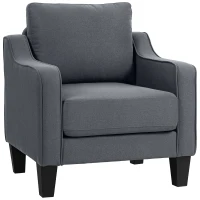 HOMCOM Armchair, Modern Accent Chair with Pocket Spring, Linen Upholstered, Thick Padded, Charcoal Grey(m-11)