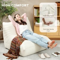 HOMCOM Bean Bag Chair for Adults, Giant Fireside Chair, Bean Bag Sofa with High Density Foam for Living Room, Cream White(m-4)