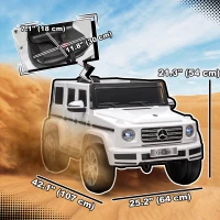 Aosom Mercedes Benz G500 Licensed 12V Kids Ride on Car with Remote Control, Music, Lights, MP3 for 37-96 months, White(m-3)