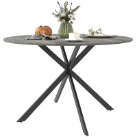 HOMCOM 47" Round Kitchen Table for 4, Industrial Dining Table with Steel Legs for Dining Room, Grey Wood Grain and Black(m-11)