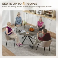 HOMCOM 47" Round Kitchen Table for 4, Industrial Dining Table with Steel Legs for Dining Room, Grey Wood Grain and Black(m-5)