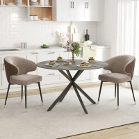 HOMCOM 47" Round Kitchen Table for 4, Industrial Dining Table with Steel Legs for Dining Room, Grey Wood Grain and Black(m-8)