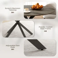 HOMCOM 47" Round Kitchen Table for 4, Industrial Dining Table with Steel Legs for Dining Room, Grey Wood Grain and Black(m-6)