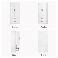 Pantry Cabinet with 2 Large Drawers, 8 Door Shelves, Embossed Texture, Farmhouse Style Kitchen Cupboard, 30.5" L x 16" W x 71" H, White(m-4)