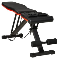 Soozier Adjustable Workout Bench, Foldable Weight Bench with Leg Extension and Preacher Pad, 264LBS Weight Capacity, for Home Gym, Black and Red(m-2)