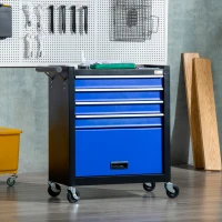 DURHAND 4-Drawer Tool Chest with 4 Wheels, Rolling Tool Box and Storage Cabinet, Portable Tool Organizer for Garage, Blue(m-1)