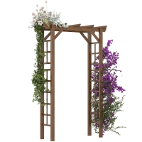 Outsunny 85" Wooden Garden Arbor for Wedding and Ceremony, Outdoor Garden Arch Trellis for Climbing Vines - Carbonized