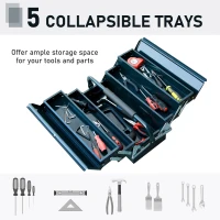 DURHAND 22" Metal Tool Box, Portable 5-Tray Cantilever Steel Tool Chest Cabinet for Garage and Warehouse, Dark Green(m-5)