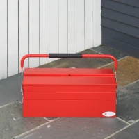DURHAND 22" Metal Tool Box, Portable 5-Tray Cantilever Steel Tool Chest Cabinet for Garage and Warehouse, Red(m-1)
