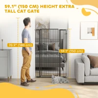 PawHut 59" Extra Tall Cat Gate, 30"-41" Pet Gate with 2.8" and 5.5" Extensions, for Doorway, Hallway, Stairway, Black(m-9)