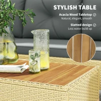 Outsunny 3 Piece Patio Furniture Set, L-Shaped Outdoor Furniture Conversation Set with Wood Top Coffee Table, Light Grey(m-7)