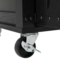 Farmhouse Kitchen Island with Spice Rack, Storage Drawers, Power Outlet, Rolling Car with Drop Leaf, 53.5" L x 29" W x 36.5" H, Black(m-13)