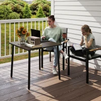 Outsunny Patio Dining Table with Umbrella Hole for 4 People, Aluminium Legs, for Backyard Lawn Balcony, 31.5" x 31.5", Brown(m-1)