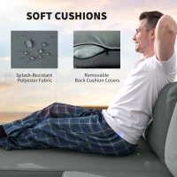 Outsunny 3 Piece Patio Furniture Set, L-Shaped Outdoor Furniture Conversation Set with Wood Top Coffee Table, Light Grey(m-5)