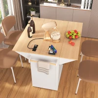 Kitchen Island with 2 Drop Leaves, 3 Drawers, Spice Rack, Power Outlet, Rolling Cart for Dining Room, Kitchen, 56" L x 33.5" W x 36.5" H, White(m-10)