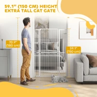 PawHut 59" Extra Tall Cat Gate, 30"-41" Pet Gate with 2.8" and 5.5" Extensions, for Doorway, Hallway, Stairway, White(m-9)