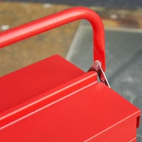 DURHAND 22" Metal Tool Box, Portable 5-Tray Cantilever Steel Tool Chest Cabinet for Garage and Warehouse, Red(m-10)