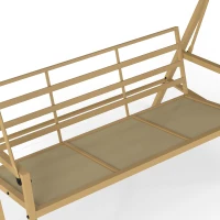 Outsunny 3-Person Patio Swing Chair, Outdoor Porch Swing with Adjustable Canopy, Removable Cushions for Garden, Backyard, Beige(m-8)