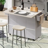 Kitchen Island with Trash Cabinet, Drawers and Shelves, Drop Leaf, Spice and Towel Rack, Rolling Cart for Kitchens, 51" L x 20" W x 35" H, Grey(m-11)