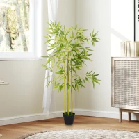 HOMCOM 5FT Artificial Bamboo Tree Faux Decorative Plant in Nursery Pot for Indoor Décor(m-7)