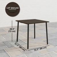 Outsunny Patio Dining Table with Umbrella Hole for 4 People, Aluminium Legs, for Backyard Lawn Balcony, 31.5" x 31.5", Brown(m-3)