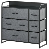 HOMCOM 3-Tier Storage Organizer for Bedroom Entryway, 7-Drawer Dresser with Steel Frame for Bedroom, Dark Gray(m-12)