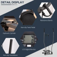 Soozier Twist Stair Stepper Exercise Machine with Rocking Handlebars, Cardio Climber Exercise Equipment with Hydraulic Resistance, LCD Display for Home Workout Exercise, Silver(m-5)