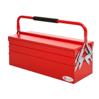 DURHAND 22" Metal Tool Box, Portable 5-Tray Cantilever Steel Tool Chest Cabinet for Garage and Warehouse, Red(m-11)