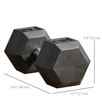 Soozier 2 x 50lbs Hex Dumbbell Set, Rubber Weights Exercise Fitness Dumbbells with Non-Slip Handles, Anti-roll, for Women or Men Home Gym Workout(m-3)