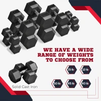 Soozier 2 x 50lbs Hex Dumbbell Set, Rubber Weights Exercise Fitness Dumbbells with Non-Slip Handles, Anti-roll, for Women or Men Home Gym Workout(m-7)