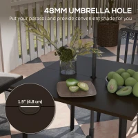 Outsunny Patio Dining Table with Umbrella Hole for 4 People, Aluminium Legs, for Backyard Lawn Balcony, 31.5" x 31.5", Brown(m-4)