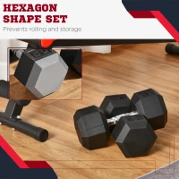 Soozier 2 x 50lbs Hex Dumbbell Set, Rubber Weights Exercise Fitness Dumbbells with Non-Slip Handles, Anti-roll, for Women or Men Home Gym Workout(m-6)