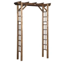 Outsunny 85" Wooden Garden Arbor for Wedding and Ceremony, Outdoor Garden Arch Trellis for Climbing Vines - Carbonized(m-12)